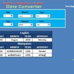 English-Malayalam-English Date Converter (Excel)